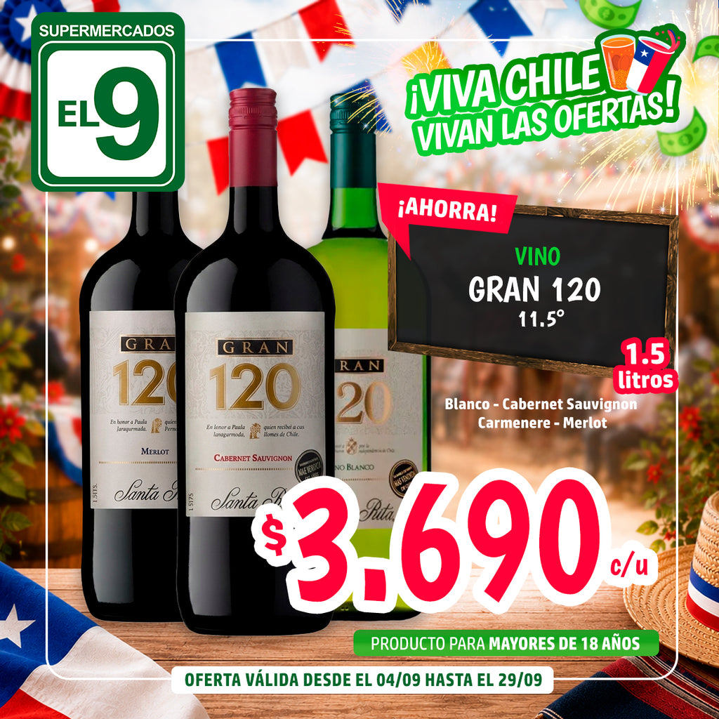 VINO GRAN 120 11.5º BLANCO 1,5 LT.