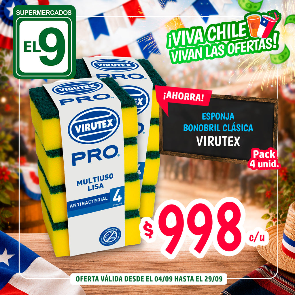 ESPONJA BONOBRIL CLAS.VIRUTEX 4UN.ANTIB.