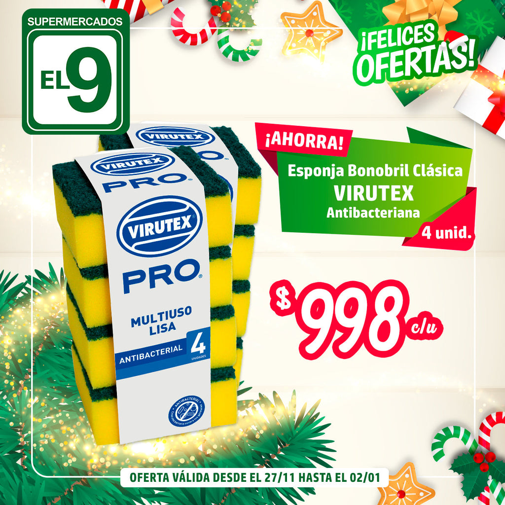 ESPONJA BONOBRIL CLASICA VIRUTEX 4UN ANTIBACTERIAL