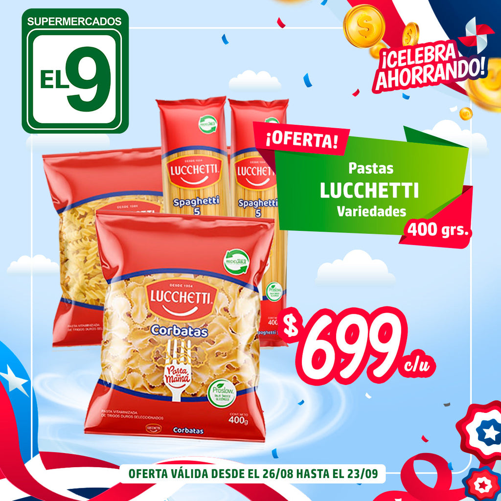 Pastas Lucchetti 400 G. Variedades