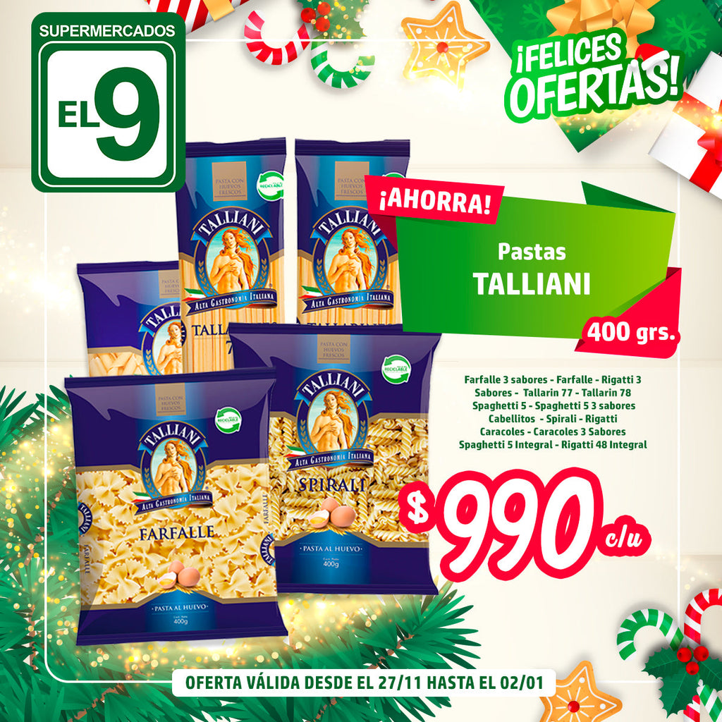 PASTAS TALLIANI 400 G VARIEDADES