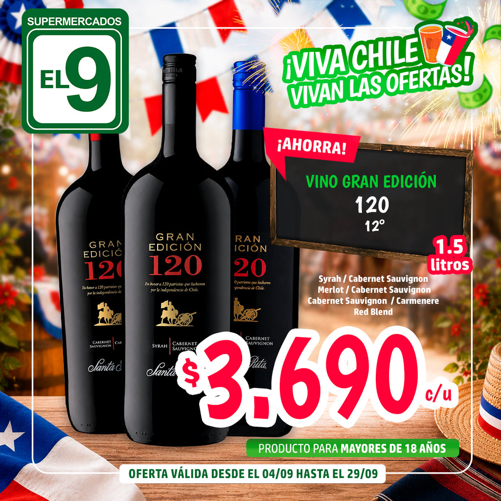 VINO GRAN 120 11.5º MERLOT 1,5 LT.