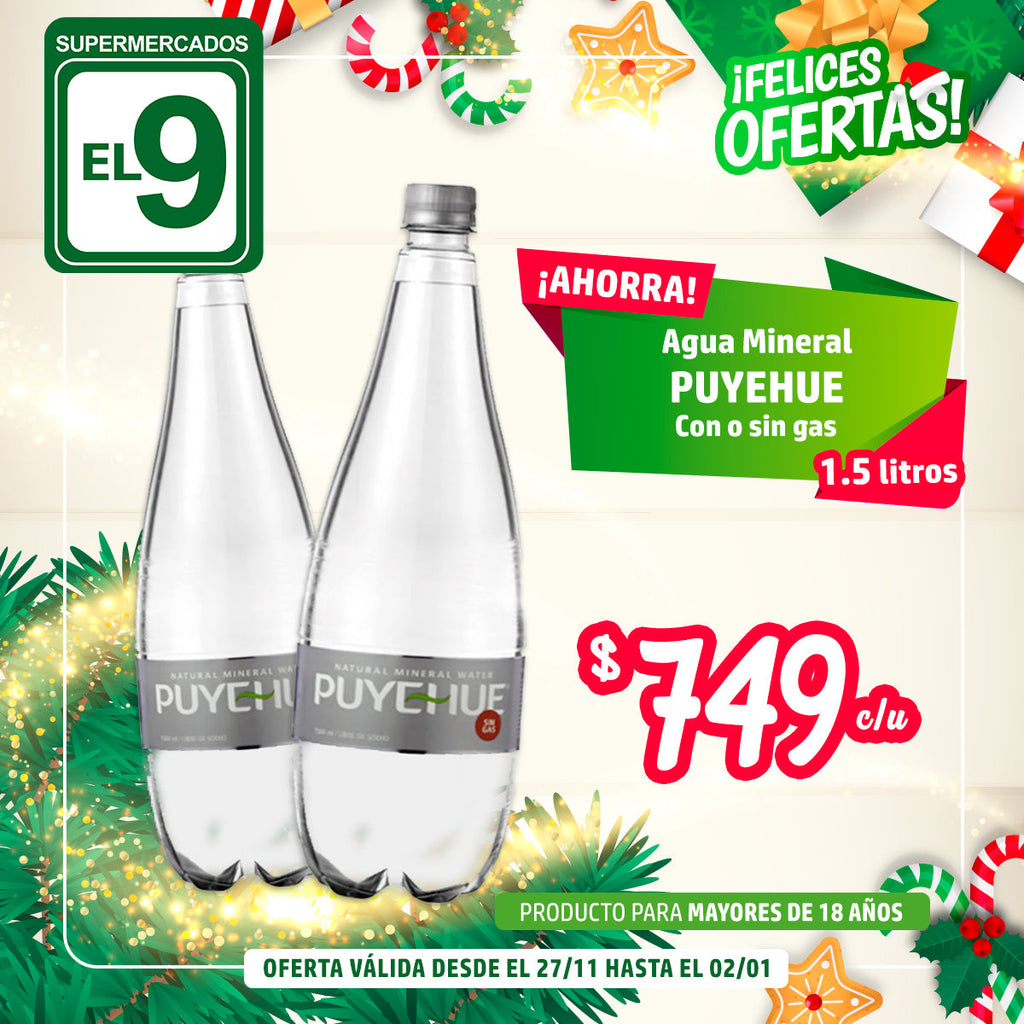 AGUA MINERAL CON/SIN GAS 1.5LT PUYEHUE