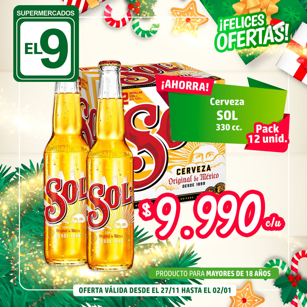 CERVEZA SOL 12X330CC.PACK