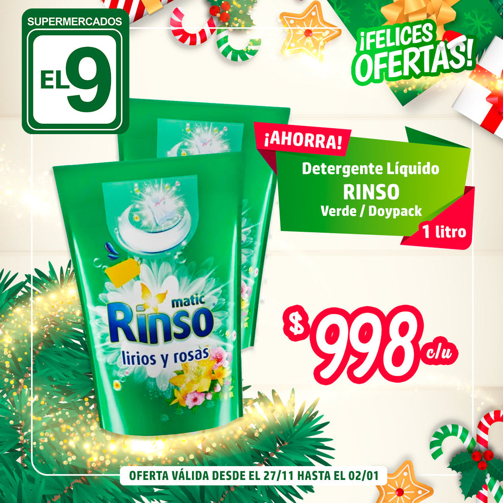 DETERGENTE RINSO LIQUIDO 1LT DOYPACK VERDE