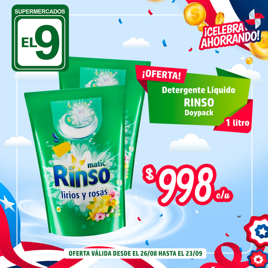 Detergente Rinso Liquido 1Lt Doy Pack Verde