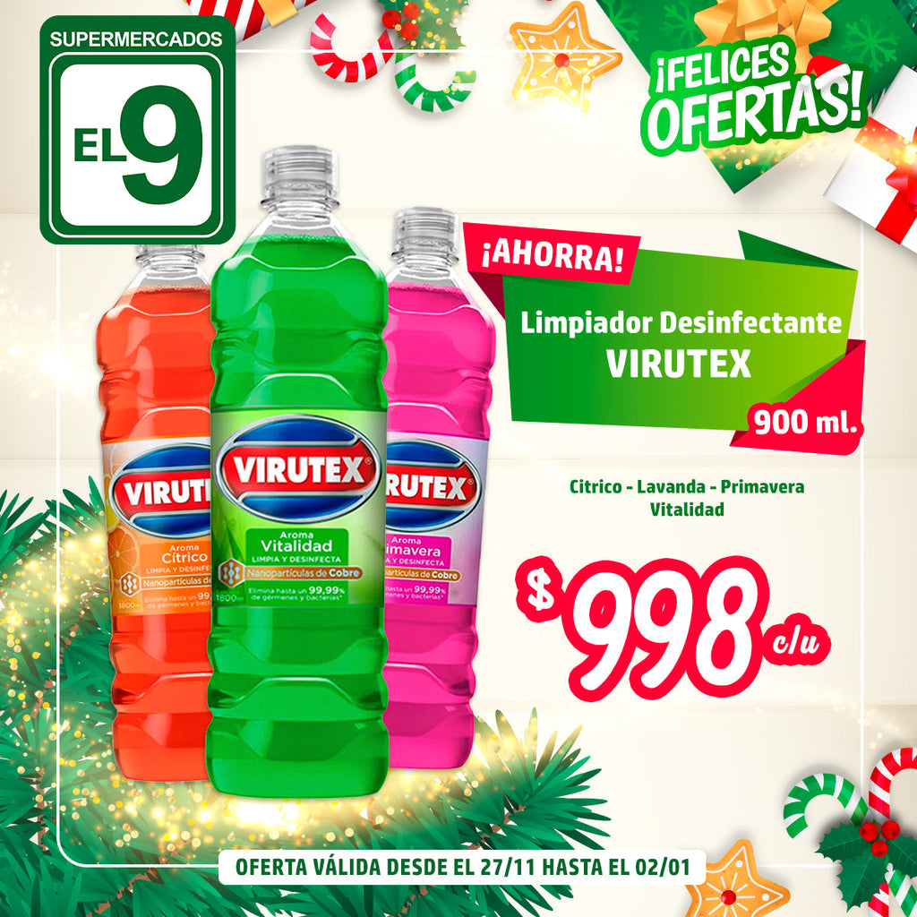 LIMPIADOR DESINFECTANTE VIRUTEX 900ML VARIEDADES