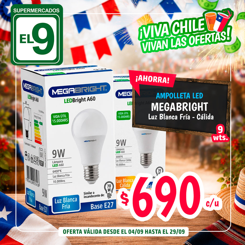 AMP LED L/CALIDA A60 9.5W E27 MEGABRIGHT