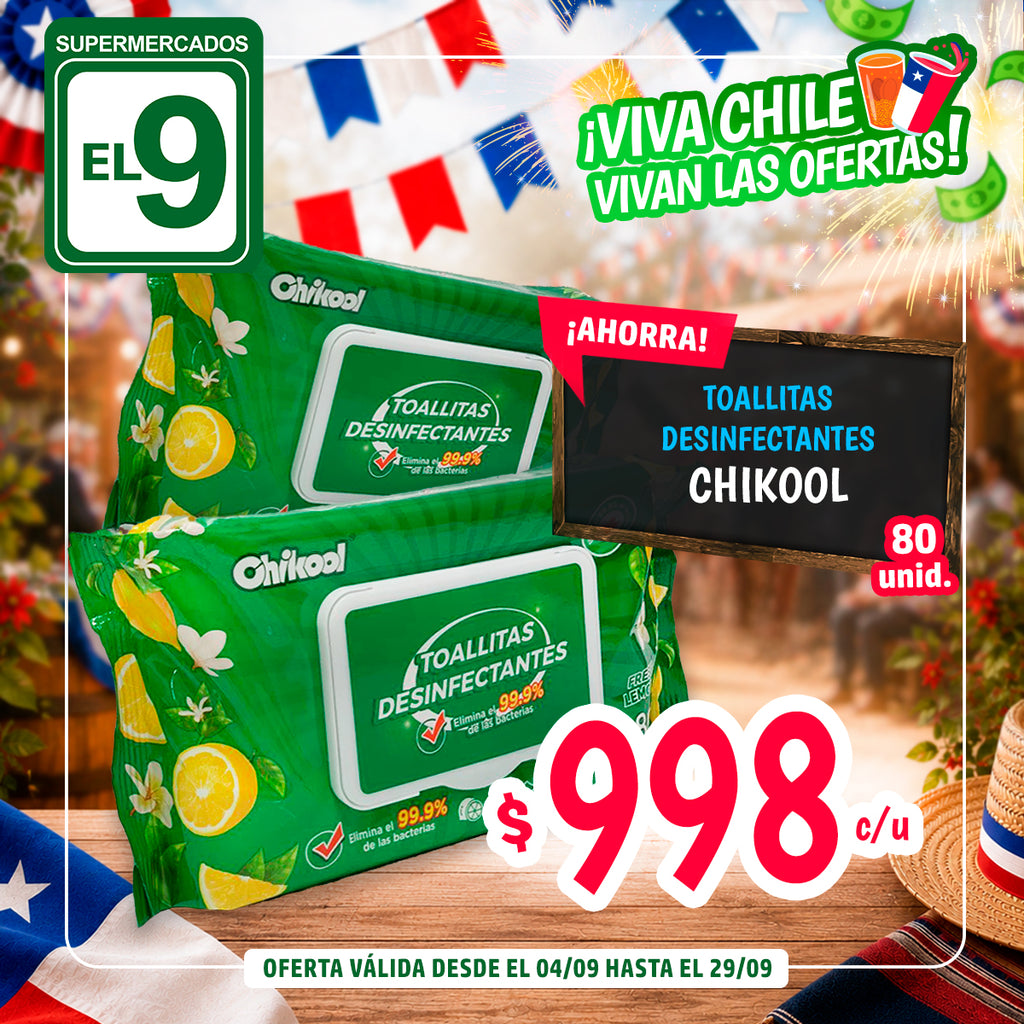 TOALLITAS DESINFECTANTES CHIKOOL 80 UNIDADES