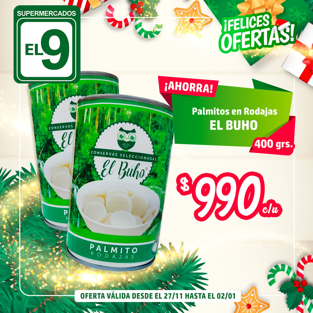 PALMITO RODAJA EL BUHO 400G/220G DR
