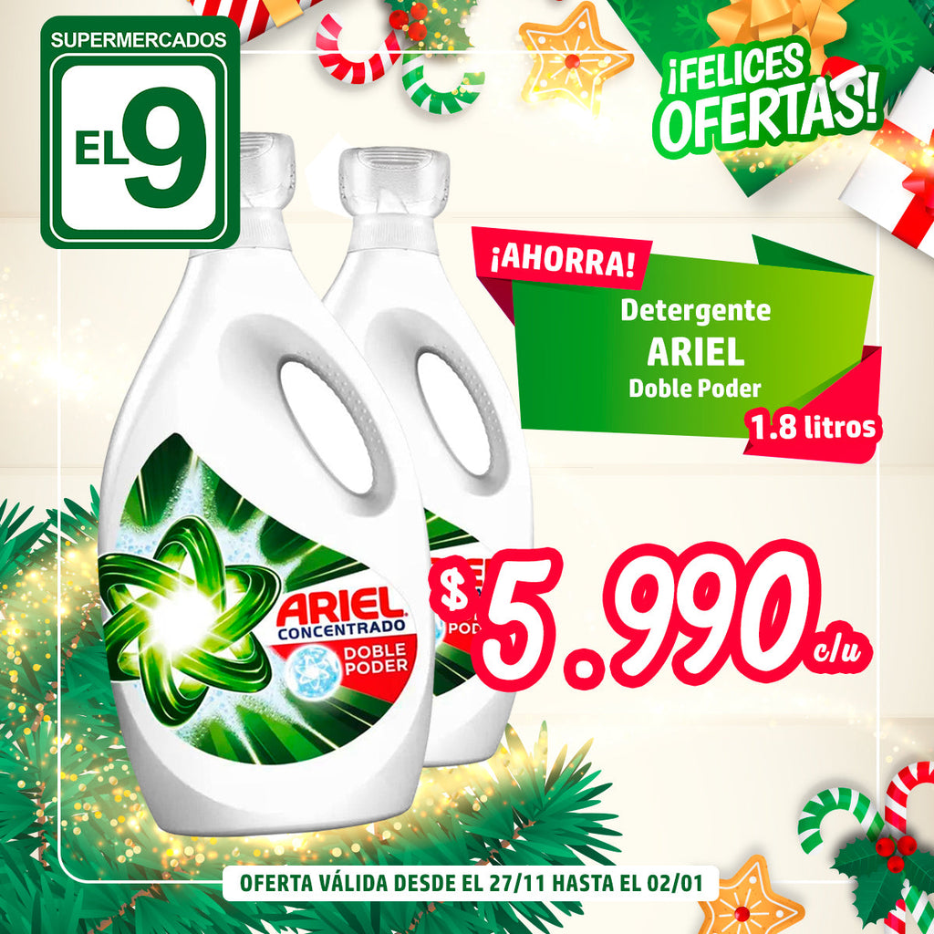 DETERGENTE ARIEL DOBLE PODER 1.8 L