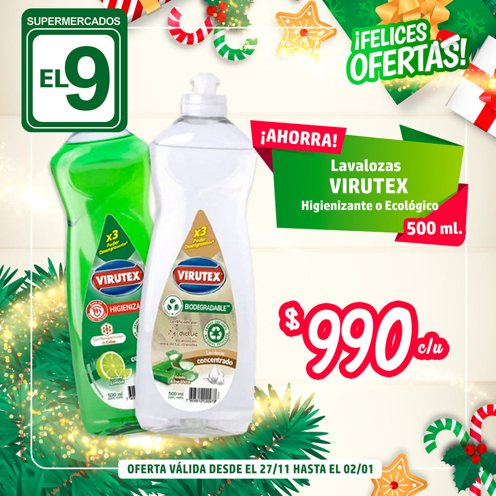 LAVALOZA HIGIENIZANTE/ECOLOGICO 500 ML VIRUTEX