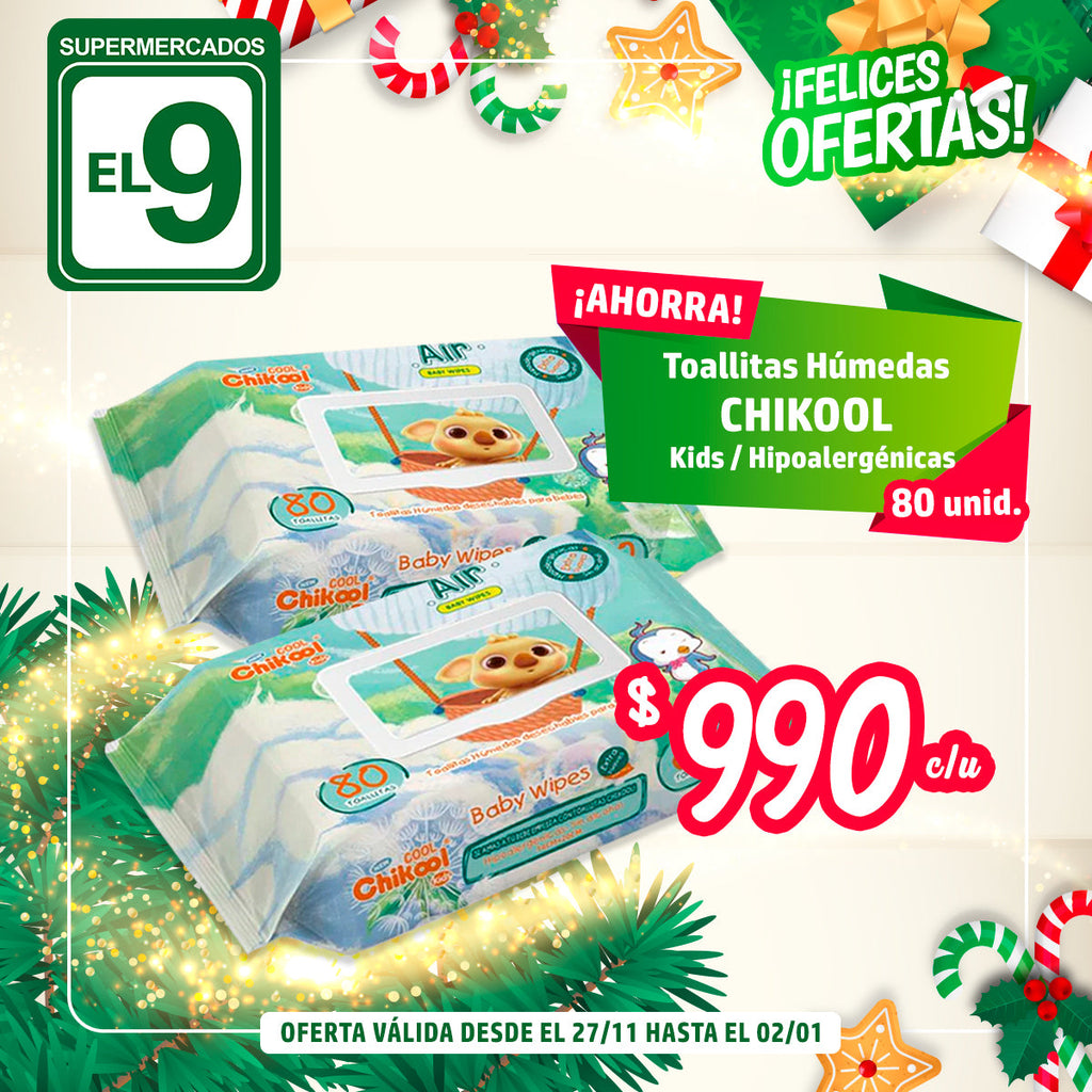 TOALLITAS HUMEDAS CHIKOOL 80UND KIDS HIPOALERGENICO