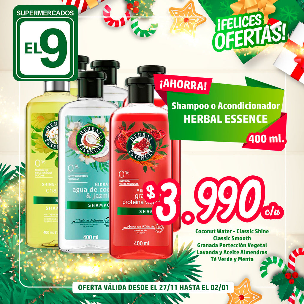 SHAMPOO O ACONDICIONADOR HERBAL ESSENCE 400ML VARIEDADES