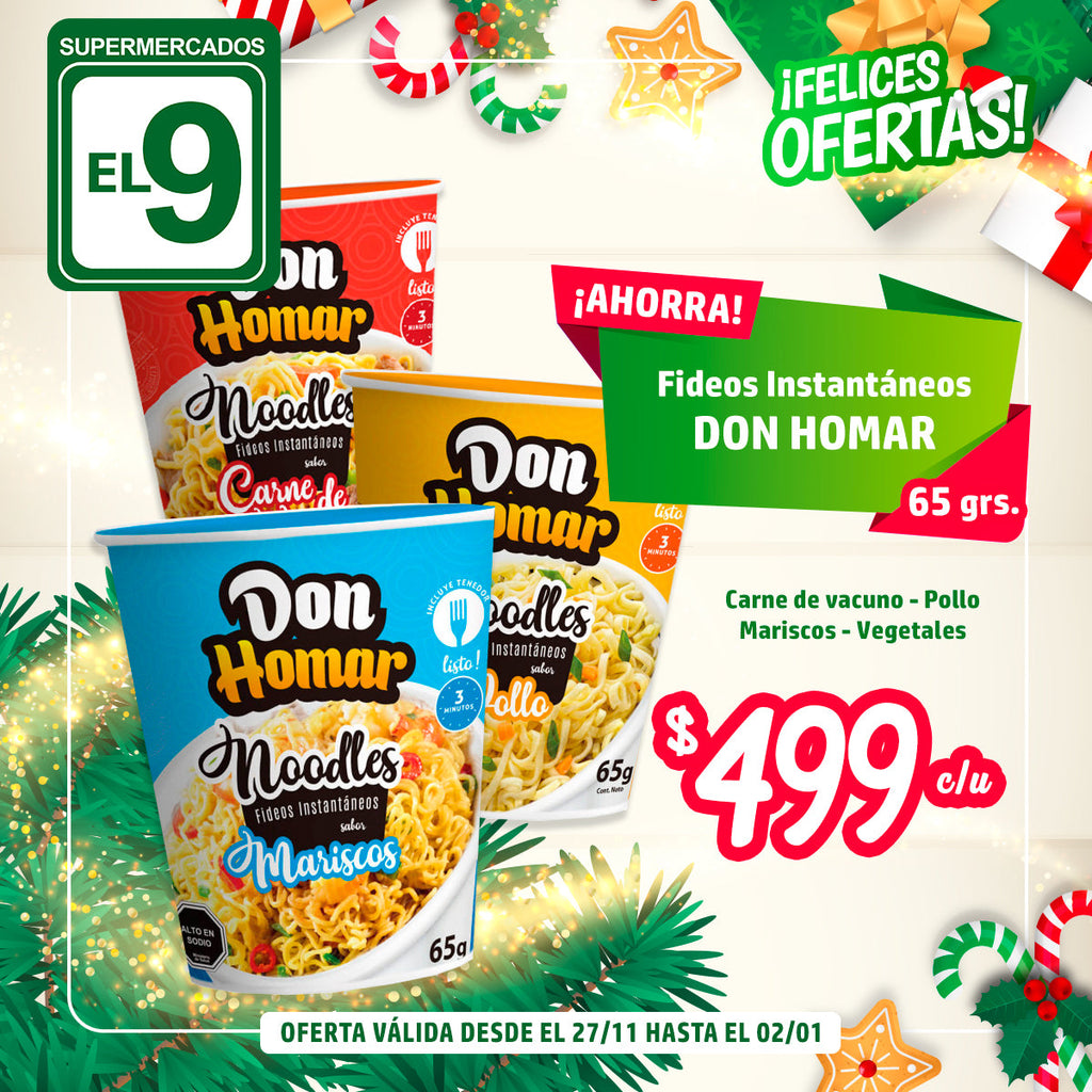 FIDEOS INSTANSTANTEO DON HOMAR VARIEDADES 65G