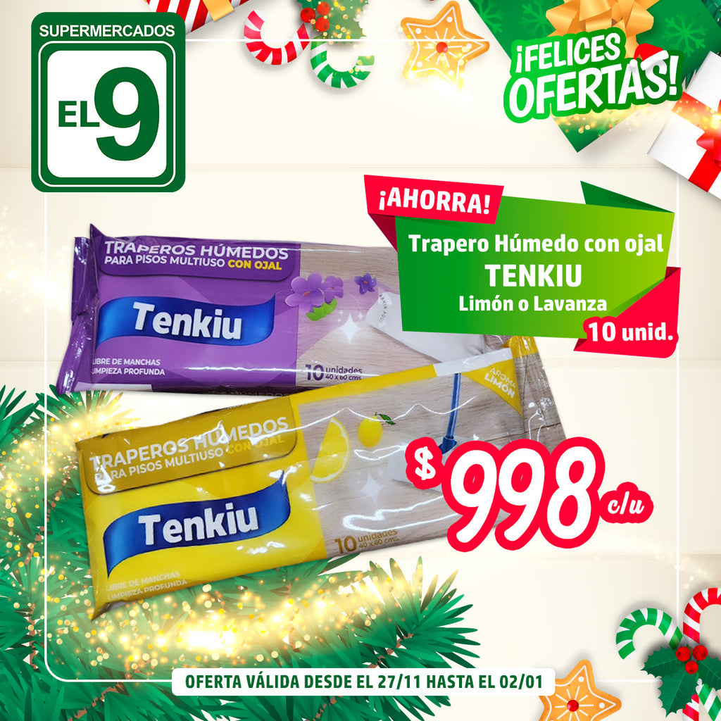 TRAPERO HUMEDO TENKIU MULTIUSO LIMON/LAVANDA 10UN