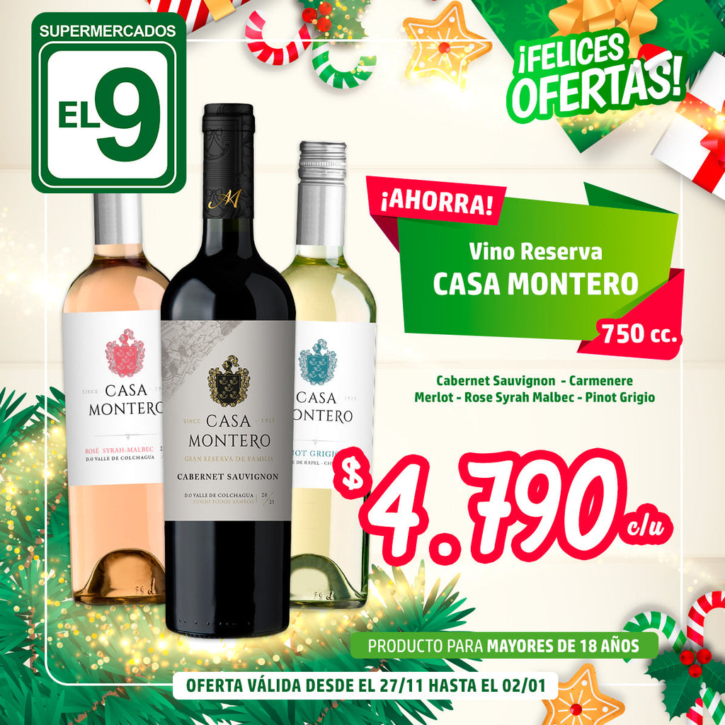 VINO RESERVA CASA MONTERO VARIEDADES 750ML