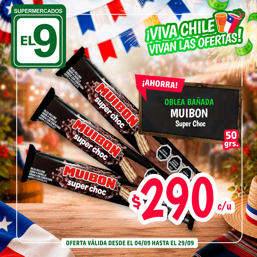 MUIBON OBLEA BAÑADA SUPER CHOC 50GR