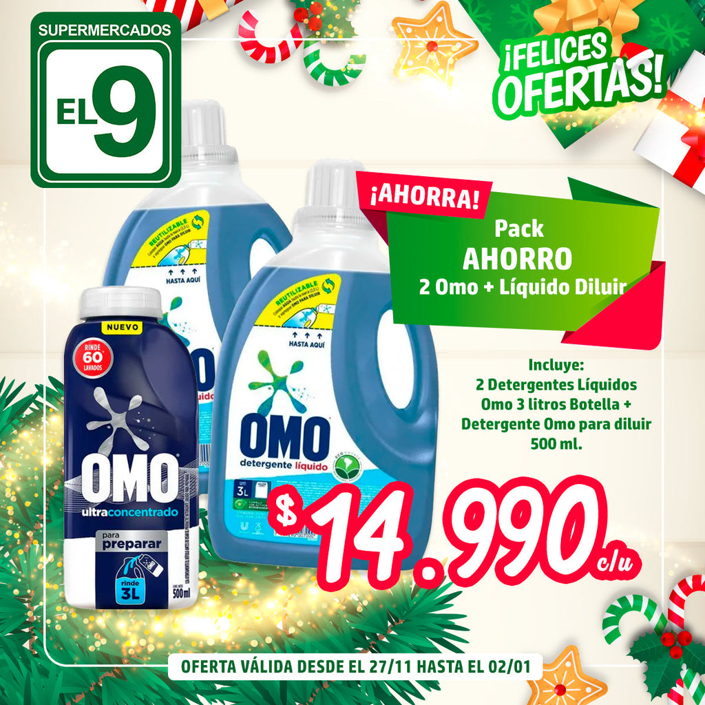 OMO DT.LIQ.BOT 3L+LIQ DIL.500ML