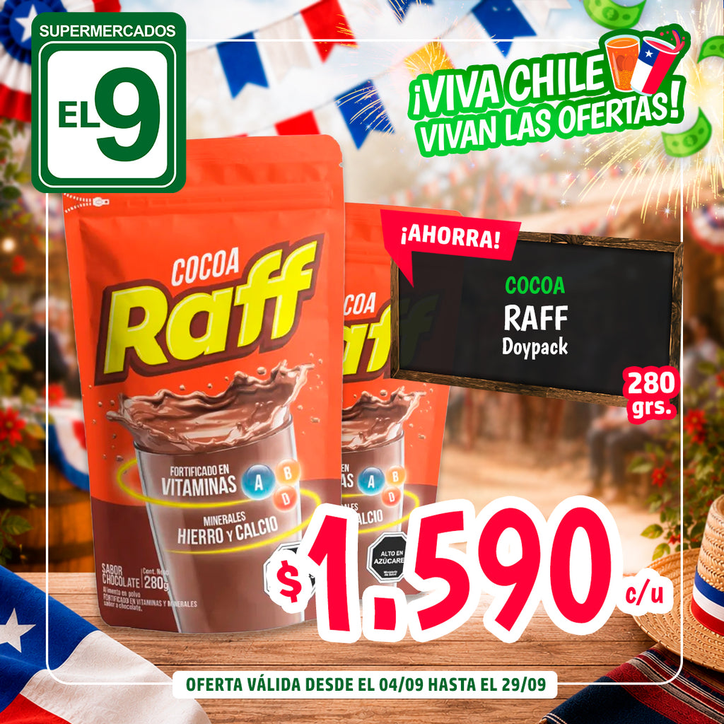 RAFF COCOA 280G.PAQUETE