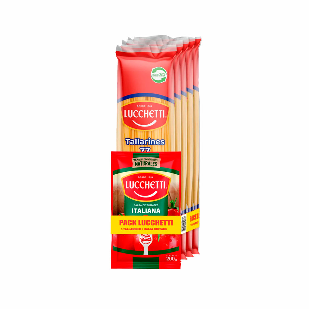 Pack 5 Pastas Lucchetti + Salsa de Tomates Regalo