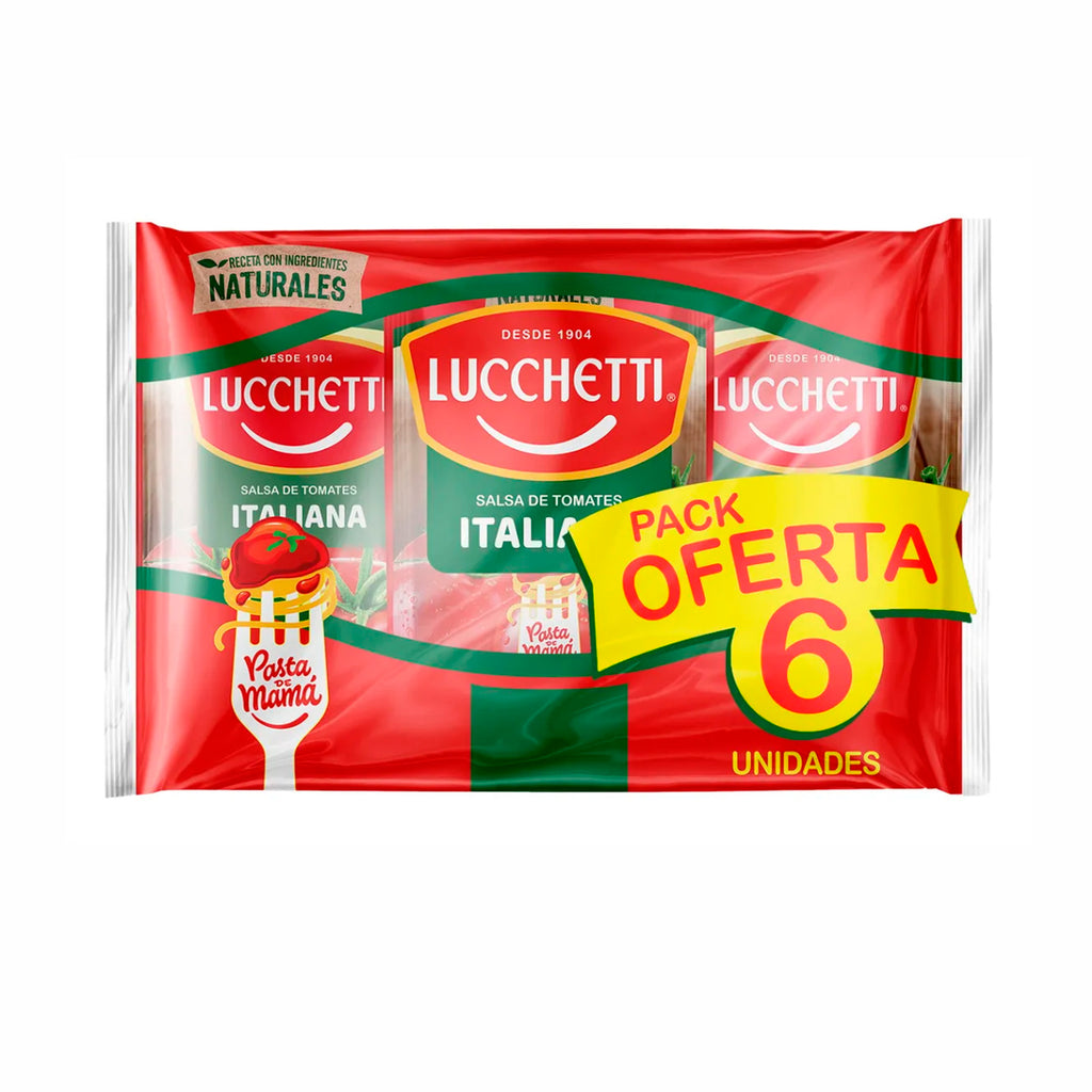 Pack Salsa de Tomate Lucchetti Italiana 6x200 grs.