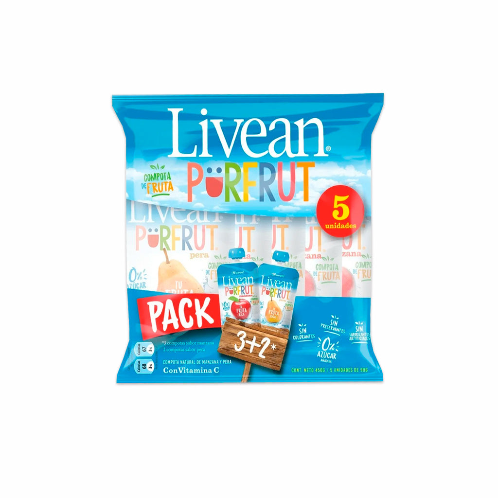 Pack Compotas Livean 5x90 grs.